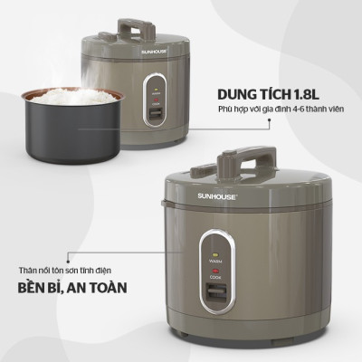 Nồi Cơm Điện 1.8L SUNHOUSE SHD8631 - Hàng Chính Hãng