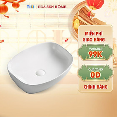 Lavabo đặt bàn TUSLO L008 gốm sứ tráng men Nano Ceramic kháng khuẩn - Hoa Sen Home - Hàng chính hãng