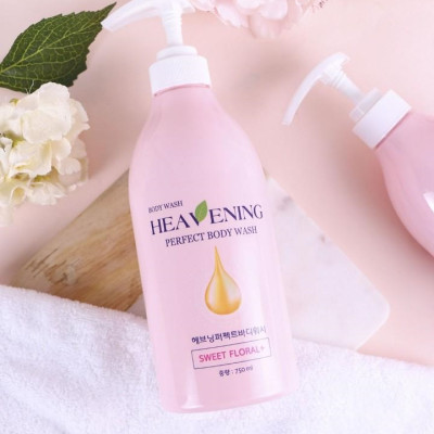 Bộ 01 Dầu Gội & 01 Dầu Xả chăm sóc tóc cao cấp, suôn mượt + 01 Sữa tắm dưỡng ẩm, làm trắng da toàn thân Hàn Quốc Heavening Perfect 750ml - Nhập khẩu Hàn Quốc