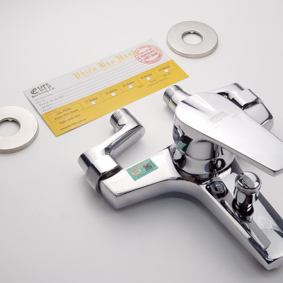 Củ sen nóng lạnh chân ngoài Đồng mạ Chrome Eurolife EL-3001 New (Trắng bạc)