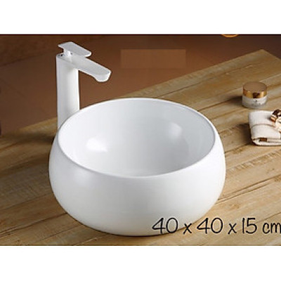 Chậu lavabo đặt bàn TRÒN,TRẮNG  GROVES GRLV8123 (410x410x150)