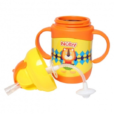 [ 10222-Nuby ] Bình uống nước giữ nhiệt bằng Inox, ống hút 360 độ, 2 chiều nóng lạnh, dung tích 220ml