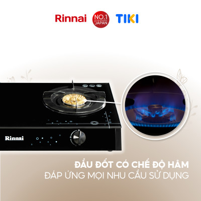 Bếp gas dương Rinnai RV-7Double Glass(Sp) mặt bếp kính và kiềng bếp men - Hàng chính hãng.