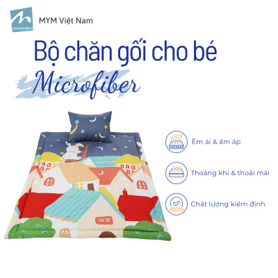 Bộ chăn gối cho bé đi học mẫu giáo MYM chất vải microfiber mềm mịn, êm ái (Khách Vui Lòng Chat Với Shop Để Chọn Mẫu)