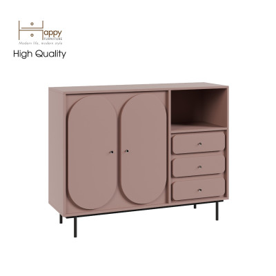 [Happy Home Furniture] SWEETY, Tủ đựng đồ 2 cửa mở 3 ngăn kéo - chân sắt, 128cm x 40cm x 100cm ( DxRxC), TCM_063