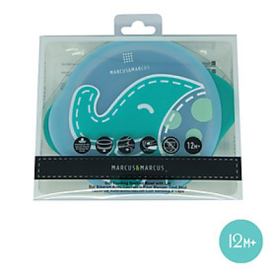 Bát tập ăn silicon có nắp và đế hút chân không chống đổ cho bé Marcus & Marcus, từ 12 tháng - Ollie