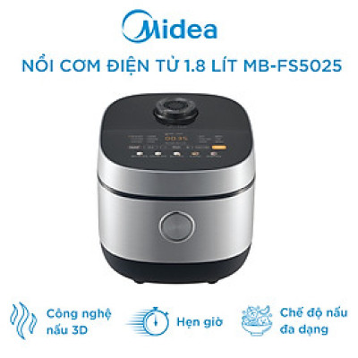 Nồi cơm điện tử 1.8L Midea MB-FS5025 công suất 760W, 17 chế độ nấu có sẵn - Hàng chính hãng