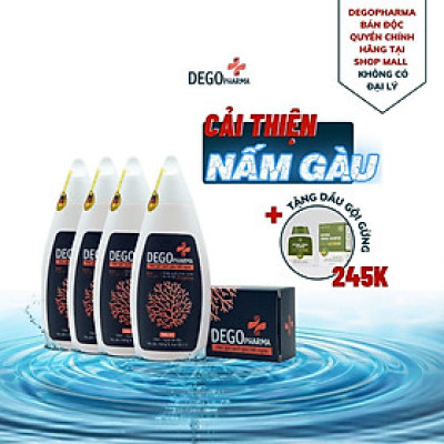 Combo 4 Dầu Gội Đầu Sạch Nấm Da Đầu DEGO PHARMA 80ml - Dứt Điểm Gàu Ngứa & Vảy Nến - Á Sừng