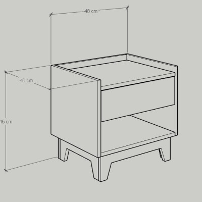 [Happy Home Furniture] KINA , Táp đầu giường 1 ngăn kéo , 48cm x 40cm x 46cm ( DxRxC), THK_070