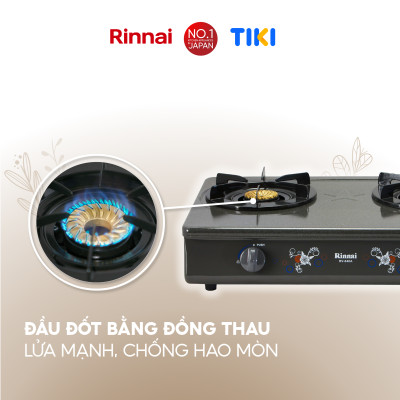 Bếp gas dương Rinnai RV-740A(GF) mặt bếp men và kiềng bếp men - Hàng chính hãng.