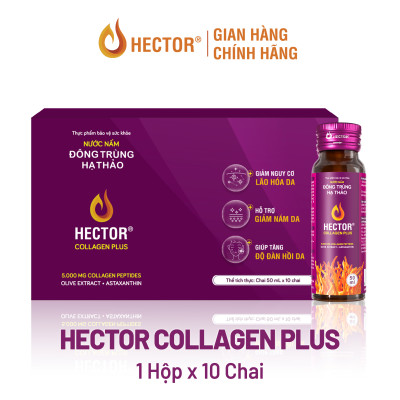 Nước Nấm Đông trùng hạ thảo Hector Collagen Plus hỗ trợ làm mờ thâm nám, bổ sung collagen