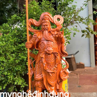 Tượng quan công trấn ải  bằng gỗ hương đá vip  cao 80cm