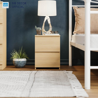 [Lắp sẵn] Tủ Đầu Giường Phòng Ngủ 2 Ngăn Kéo Thương Hiệu SIB Decor KDG12