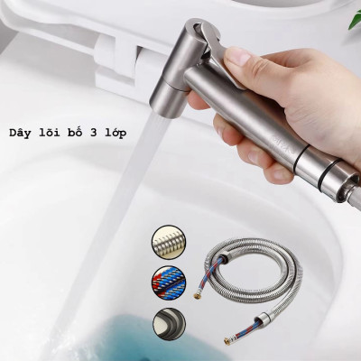 Vòi xịt vệ sinh KG49 cao cấp, xịt nước mạnh rất êm siêu bền chất liệu inoxsus304 - Hàng chính hãng