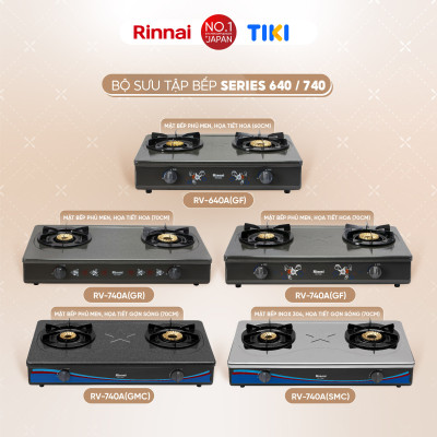 Bếp gas dương Rinnai RV-740A(GF) mặt bếp men và kiềng bếp men - Hàng chính hãng.