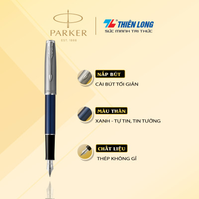 Bút máy cao cấp Parker SON SB Metal Blue CT TB-2146772 - Thép không gỉ
