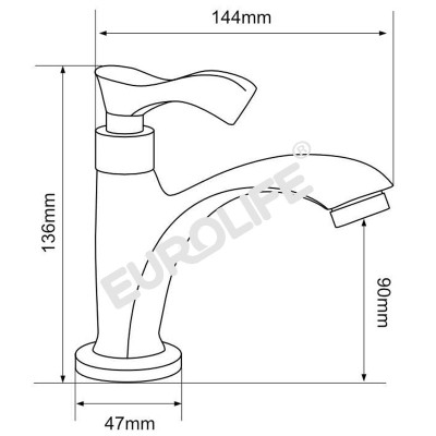 Vòi lavabo lạnh Eurolife EL-115 (Trắng bạc)