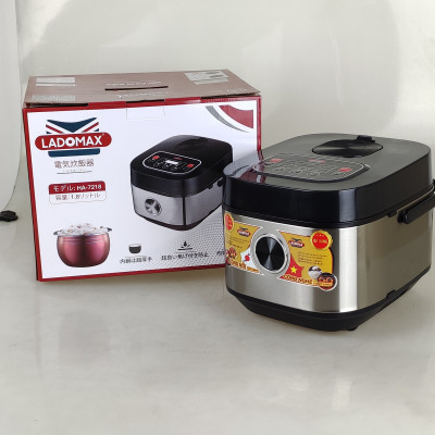 Nồi cơm điện tử Ladomax 7218 - Dung tích 1.8L, 700W - Lòng niêu men chống dính cao cấp-hàng chính hãng