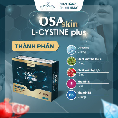 Viên uống Osaskin L-Cystine Plus hỗ trợ ngăn ngừa khô sạm, đẩy lùi nếp nhăn và làm đẹp da (30 viên) - Nutramed