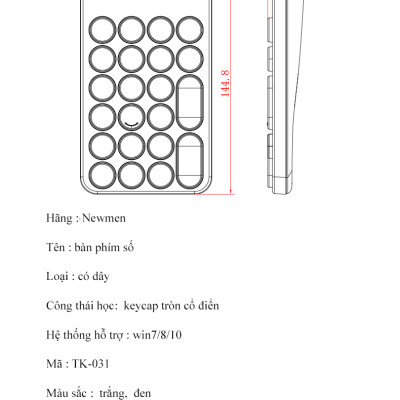 BÀN PHÍM SỐ NEWMEN TK031 - Hàng Chính Hãng