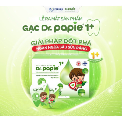 Gạc răng miệng chống sâu răng DR.PAPIE /Hộp 30 gói - Chắc răng , làm sạch khoang miệng Cho Bé từ 1 tuổi trở đi