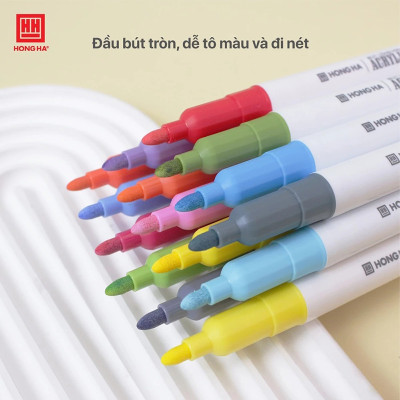 Bút lông màu Acrylic 1 đầu Hồng Hà tô trên mọi chất liệu (12/24/36 màu) - 8142/8143/8144