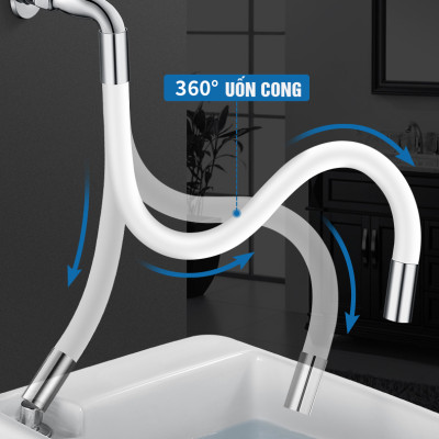 Vòi nước nối dài uốn cong 360 độ chống tung tóe lắp cho mọi loại vòi Minh House