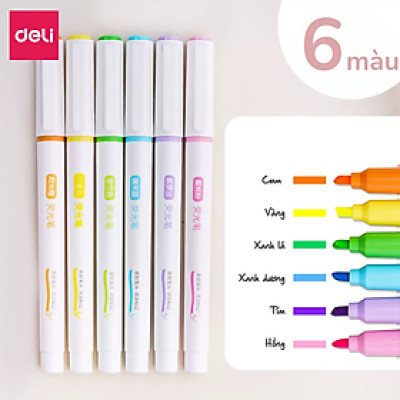 Set 6 Chiếc Bút Highlight Đánh Dấu Nhớ Dòng 6 Màu Cute Đánh Dấu Dạ Quang Take Note Ghi Chú Deli Bảng Màu Pastel Macaron