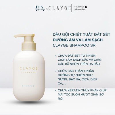 Dầu gội và dầu xả CLAYGE SR - chiết xuất đất sét làm sạch và dưỡng ẩm