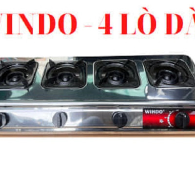 Bếp gas công nghiệp WINDO 4 họng,bếp gas 4 lò chuyên mỳ cay , bánh xèo. dài -Hàng chính hãng