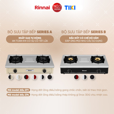 Bếp gas dương Rinnai RV-B271SB(S) mặt bếp inox và kiềng bếp men - Hàng chính hãng.