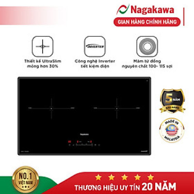 Bếp đôi điện từ Nagakawa UltraSlim NK2C29MB - Hàng Chính Hãng