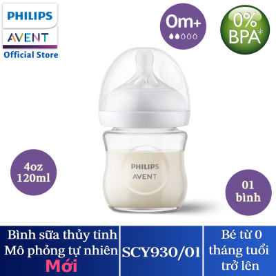 Philips Avent bình sữa thủy tinh mô phỏng tự nhiên mới 120ml bé từ 0 tháng SCY930/01