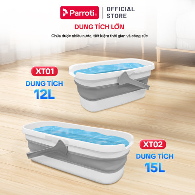 Xô nước gấp gọn đa năng 15 lít vệ sinh nhà cửa, xô giặt cây lau nhà tự vắt, chùi kính, xô để ô tô Parroti Extra XT02