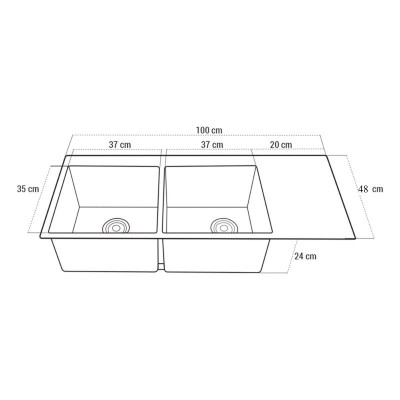 CHẬU RỬA BÁT NANO 2 HỐ BÀN TRƠN 100x48 cm nhập khẩu chính hãng GROVES