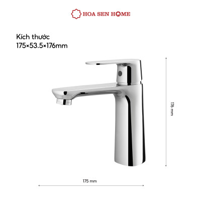 Vòi lavabo nóng lạnh TUSLO F006 Luxury chất liệu đồng nguyên chất, mạ Crom-Niken, công nghệ tạo bọt khí hiện đại - Hoa Sen Home - Hàng chính hãng