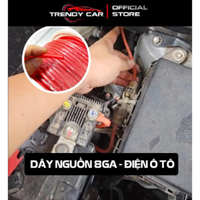 Dây Đồng 8GA 10GA bọc lưới da rắn màu đỏ và đen chuyên dụng nguồn âm thanh ô tô chống mòn đứt gãy độ sub gầm