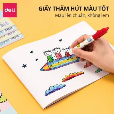 Vở Vẽ Học Sinh Tập Tô Màu Cho Bé A4 Deli - Sổ Tô Màu 60/100 Trang Sổ Vẽ Học Sinh Giấy Dày Mịn Chất Liệu An Toàn
