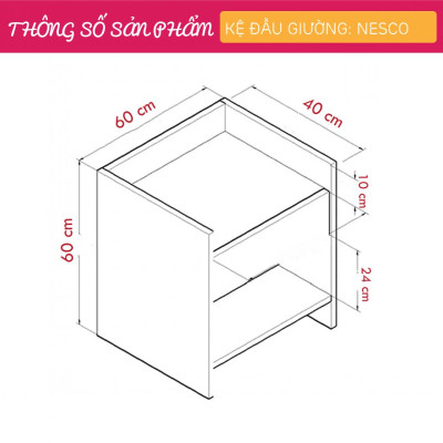 Kệ đầu giường nhỏ gọn thiết kế đa năng SMLIFE Nesco