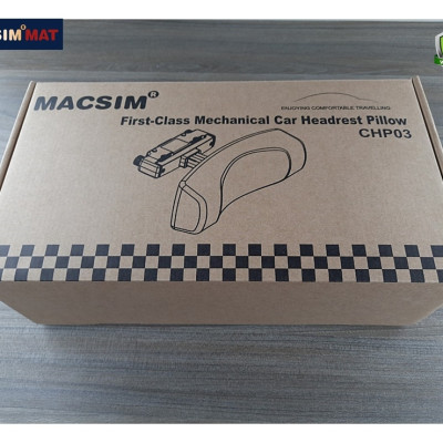 Gối tựa đầu ô tô cao cấp nhãn hiệu Macsim tích hợp giá treo điện thoại mã CHP03A màu đen