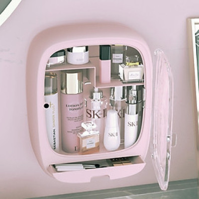 Kệ mỹ phẩm cao cấp, tủ để đồ trang điểm mỹ phẩm treo tường bằng nhựa ABS 
