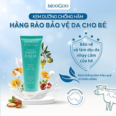 Kem chống hăm tã cho bé sơ sinh từ 0M+ MooGoo tuýp 50g, 120g Baby Nappy Balm - Hàng Úc chính hãng
