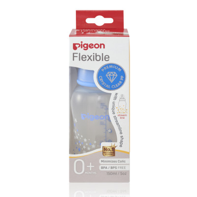Bình sữa cổ hẹp PP Streamline hình ngôi sao hồng/xanh Pigeon 150ml (S)