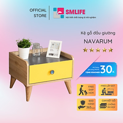 Tủ Đầu Giường Nhỏ Gọn Bằng Gỗ SMLIFE Navarum