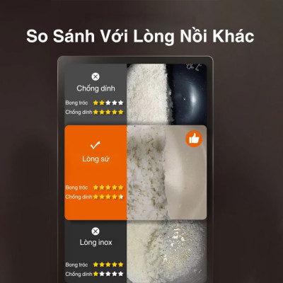 Nồi Cơm Điện Sứ Dưỡng Sinh Mishio MK365 lòng sứ nguyên chất 0.8L không chứa chất chống dính - Hàng chính hãng