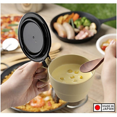 Cốc súp có nắp đậy 300ML cao cấp màu Vàng nhạt Nội địa NHẬT BẢN