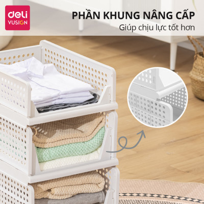 Kệ Ngăn Kéo Nhựa Phân Chia Tủ Quần Áo DELI Khay Ngăn Kéo Đa Năng Đựng Quần Áo Vật Dụng