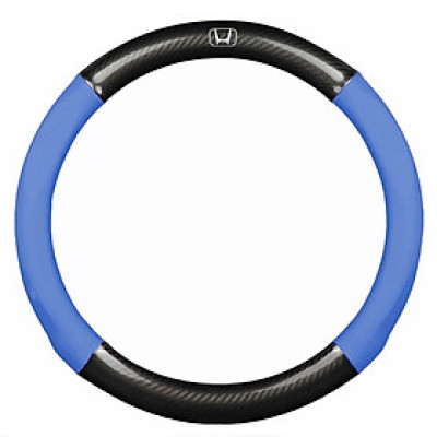 Bọc vô lăng TTAUTO cho xe ô tô chất liệu da vân carbon cao cấp có logo HONDA (Đen Xanh)