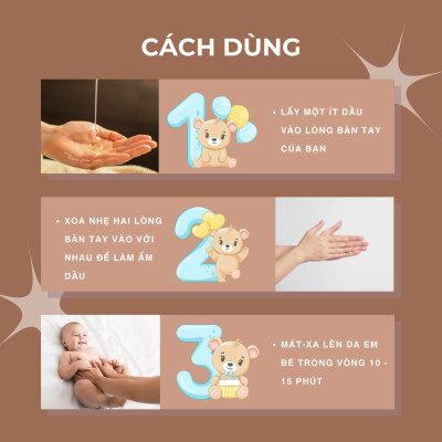 Dầu massage cho bé Kobi giúp dưỡng da, làm ẩm, mềm da, mang lại mùi thơm dễ chịu cho cơ thể - 100ml