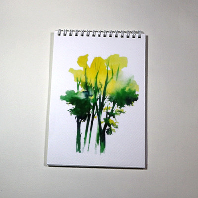 Sổ vẽ màu nước chuyên dụng A5 có vân, dòng cao cấp lên màu đẹp loang màu tự nhiên vẽ được cả chì, 15 tờ/cuốn chất giấy dày 300gsm nhập từ Ý không bị cong TIG373 Green Art - Hàng chính hãng